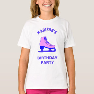 Camiseta Festa de Aniversário de Patinação no Gelo Pink Ska