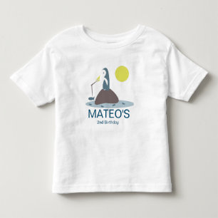 Camiseta Festa de Aniversário de Pesca de Pinguim Fofa