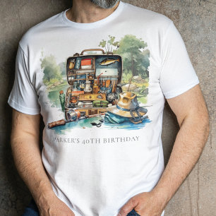 Camiseta Festa de aniversário de pesca personalizada por aq
