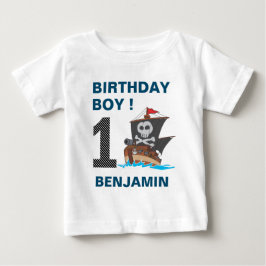Camiseta Festa de Aniversário de Pirata Fofo de 1 Ano