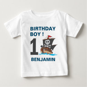 Camiseta Festa de Aniversário de Pirata Fofo de 1 Ano