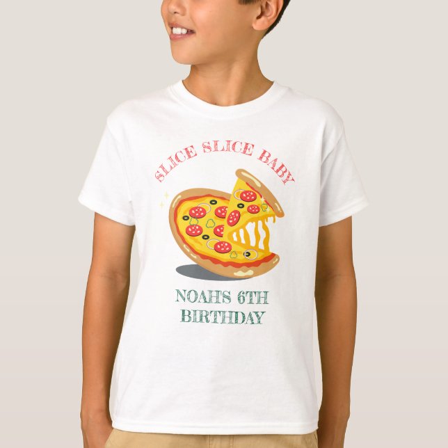 Camiseta Festa de aniversário de Pizza Moderna do Baby Slic (Frente)