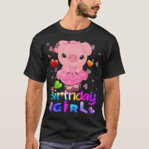 Camiseta Festa de aniversário De Porcos Garota Arco-Íris Pr