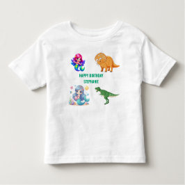 Camiseta Festa de Aniversário de sereia dinossauro moderna
