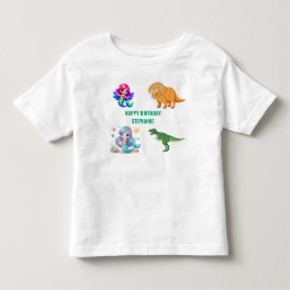 Camiseta Festa de Aniversário de sereia dinossauro moderno