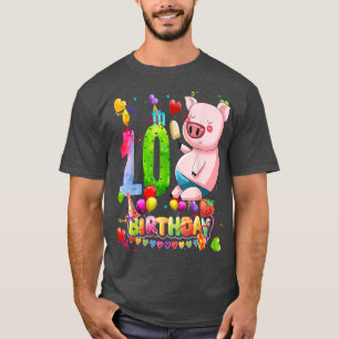 Camiseta Festa de aniversário De Suíno De 10 Anos Menino De