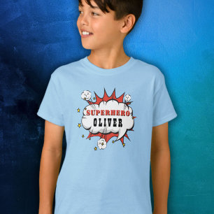 Camiseta Festa de aniversário de Super Herói dos BD