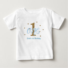 Camiseta Festa de Aniversário de UM 1º ano Blue & Gold Meni