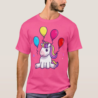 Camiseta Festa de aniversário de Unicórnio Bonito com Balão
