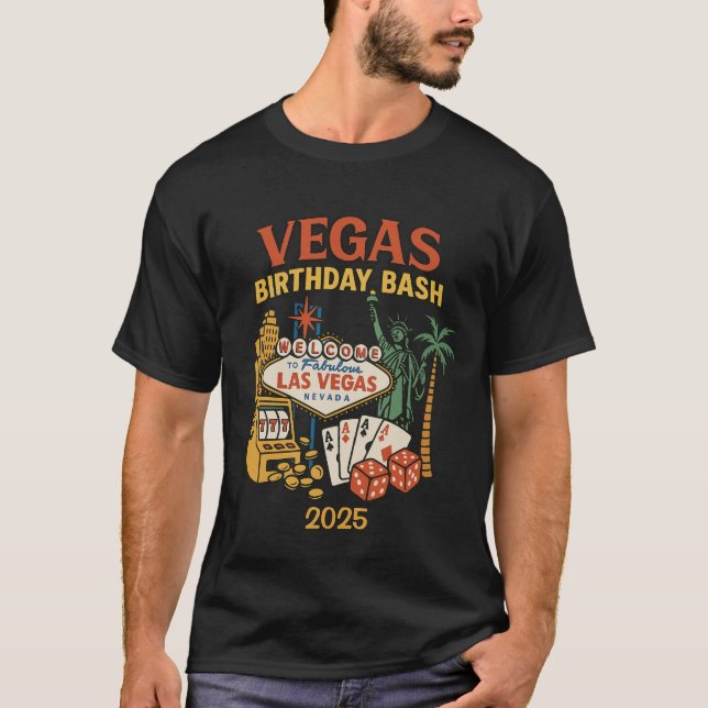 Camiseta Festa de Aniversário de Vegas Data Personalizada & (Frente)