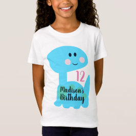 Camiseta Festa de Aniversário Dinossauro Azul Fofo