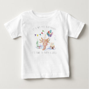 Camiseta Festa de Aniversário do Cute Axolotl em Aquarela