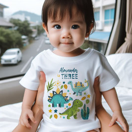 Camiseta Festa de Aniversário do Dinossauro T rex 