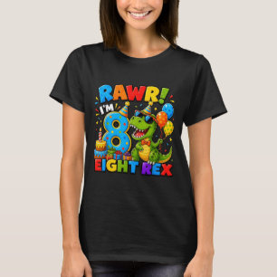 Camiseta Festa de Aniversário do Menino Rex Dinossauro 8 Oi