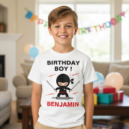 Camiseta Festa de Aniversário do Ninja Guerreiro Fofa