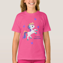 Camiseta Festa de aniversário do Teal Unicorn Girls Whimsic