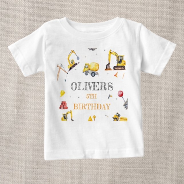 Camiseta Festa de aniversário do Tema de Construção (Criador carregado)