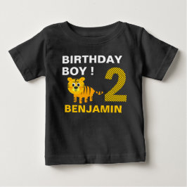 Camiseta Festa de Aniversário do Tigre Bonito 2º Segundo