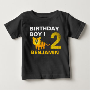 Camiseta Festa de Aniversário do Tigre Bonito 2º Segundo