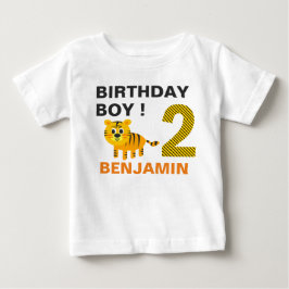 Camiseta Festa de Aniversário do Tigre Bonito 2º Segundo