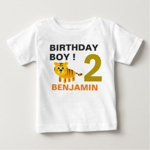 Camiseta Festa de Aniversário do Tigre Bonito 2º Segundo