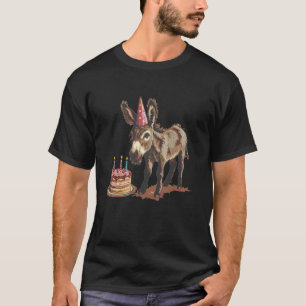 Camiseta Festa de aniversário Donkey com chapéus e bolos en