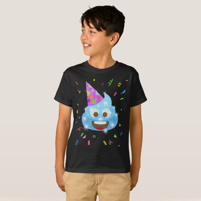 Camiseta Festa de aniversário engraçada de Emoji dos miúdos (Frente Completa)