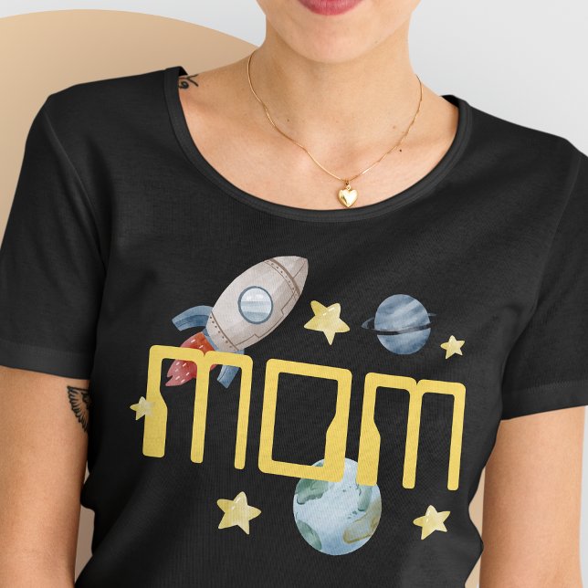 Camiseta Festa de aniversário Espacial Primeira Viagem Em T (Space Birthday Mom Shirt)