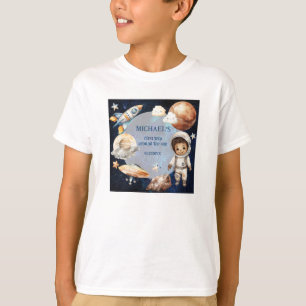 Camiseta Festa de aniversário Espacial Primeira Viagem Em T