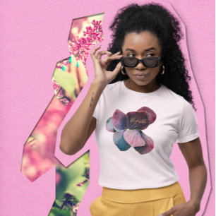 Camiseta Festa de Aniversário Hortênsias Lavanda Roxo Doura
