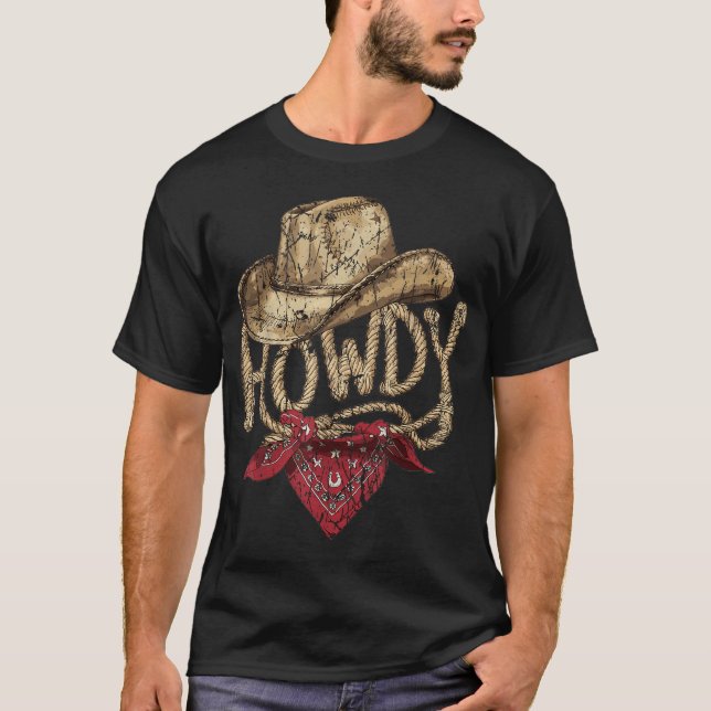 Camiseta Festa de aniversário Howdy Cowboy Ocidental (Frente)