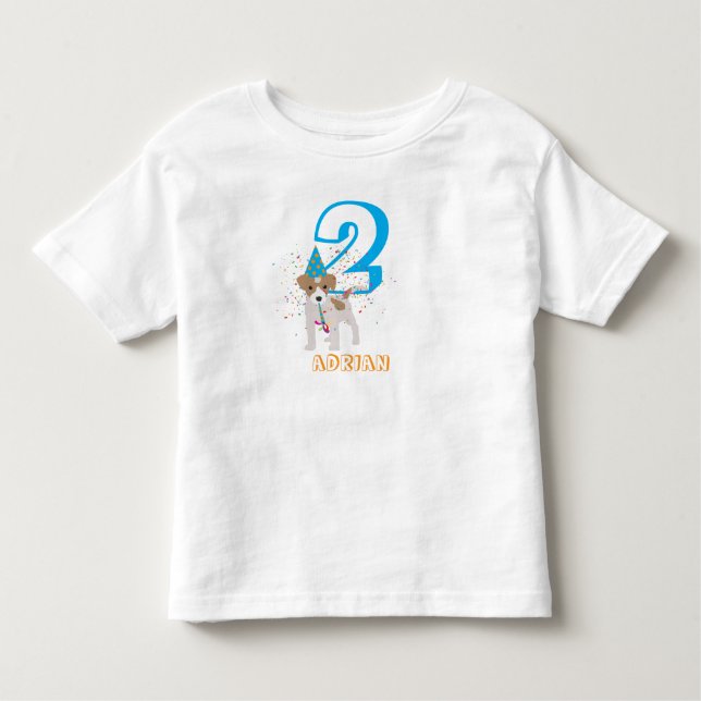 Camiseta Festa de Aniversário Infantil Cachorro Filhote Ida (Frente)