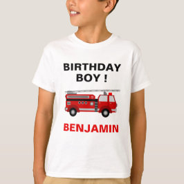 Camiseta Festa de Aniversário Infantil Caminhão de Bombeiro