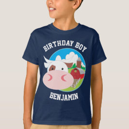 Camiseta Festa de Aniversário Infantil Fazenda de Vaca Fofa