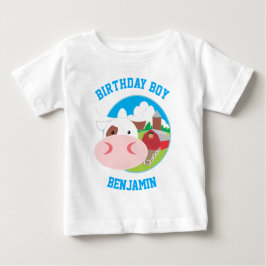Camiseta Festa de Aniversário Infantil Fazenda de Vaca Fofa