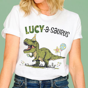 Camiseta Festa de Aniversário Infantil Personalizada Dinosa