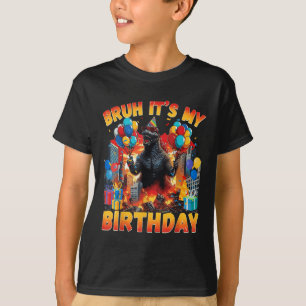 Camiseta Festa de Aniversário Kaiju Japão Monstro Dinossaur