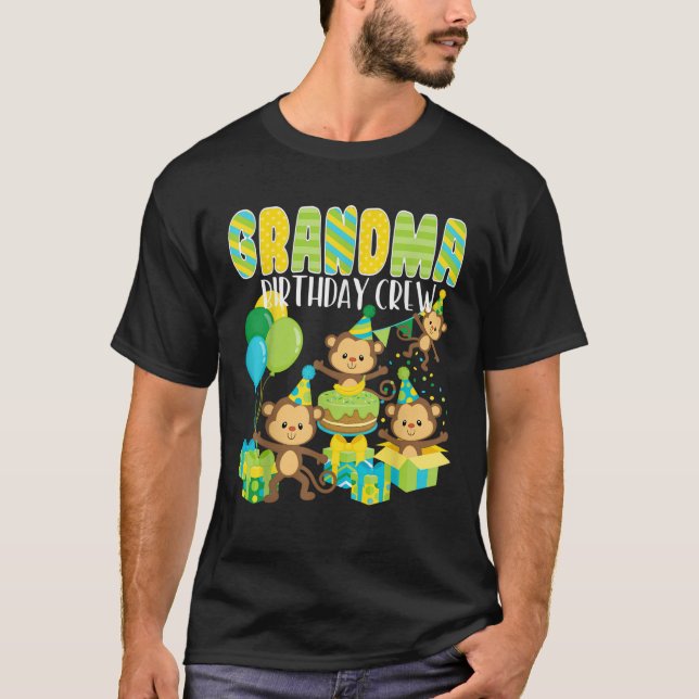 Camiseta Festa de aniversário Macaco Vovó Família de Tripul (Frente)