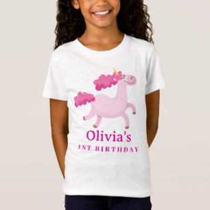Camiseta Festa de Aniversário Mágico e Rosa do Unicórnio