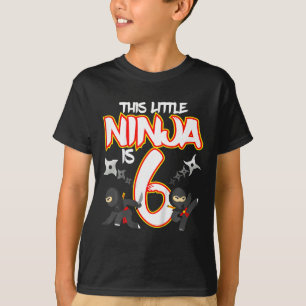 Camiseta Festa de Aniversário Ninja de 6 Anos de Idade Arte