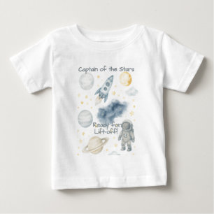 Camiseta Festa de Aniversário no Espaço Cósmico Foguete &