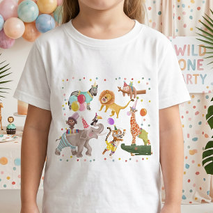 Camiseta Festa de Aniversário Safari Animais da Selva Fofos