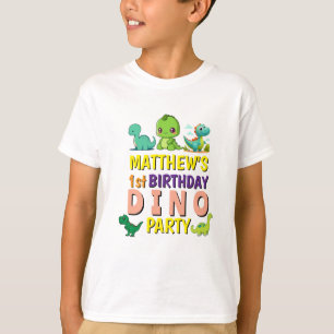 Camiseta Festa de aniversário T-S do Modern Cute Dino Dinos
