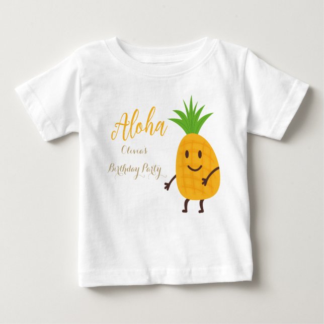 Camiseta Festa de aniversário Tropical Aloha de Summer Pine (Frente)