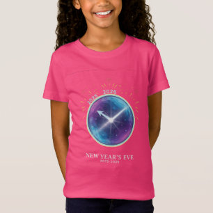 Camiseta Festa de Ano Novo 2026 Relógio Celestial Vibrante