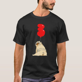 Camiseta Festa de Balão Infantil de 3º Aniversário do Pug G