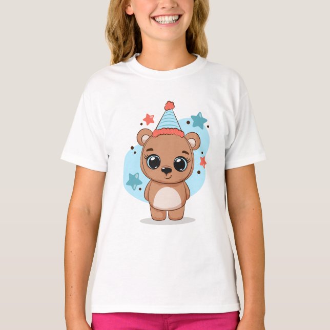 Camiseta Festa de Bebê Bear Bonito de Aniversário (Frente)