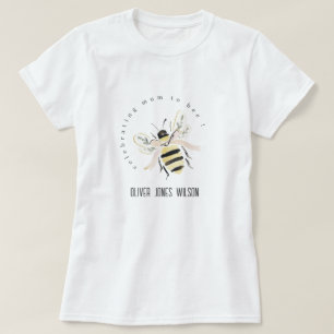 Camiseta Festa de Bebê Neutra Mamãe Abelha Cute Pastel