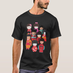Camiseta Festa de Bonecas Cutas Hinamatsuri em celebração a