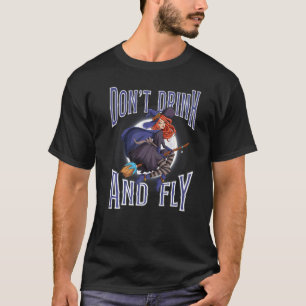 Camiseta Festa de Bruxas de Halloween Motif Não bebe e voa